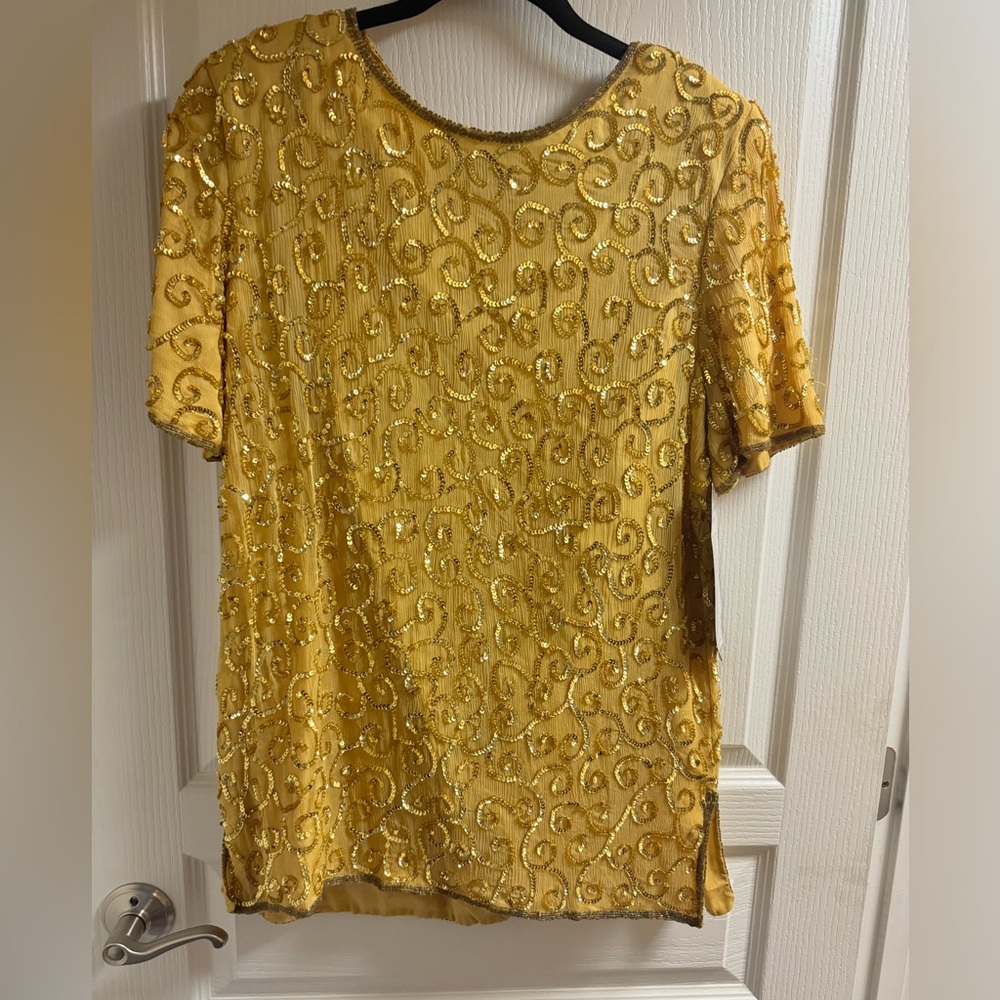 Gold Sequin Top size 12 NWT